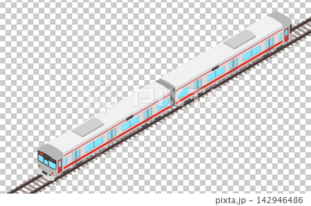 Isometric illustration: Train (red) Isometric illustration: Train (red) 142946486