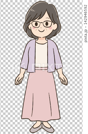 Daily life and communication materials for a woman in her 60s: Full body, smiling. Daily life and communication materials for a woman in her 60s: Full body, smiling. 142946592