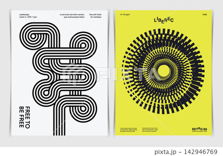 Abstract Geometric Op Art Swiss Style Poster Design Collection US Letter. Vector Illustration. Abstract Geometric Op Art Swiss Style Poster Design Collection US Letter. Vector Illustration. 142946769