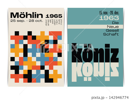 Swiss Typography And Geometric Abstract Poster Design Collection A4. Vector Illustration. Swiss Typography And Geometric Abstract Poster Design Collection A4. Vector Illustration. 142946774