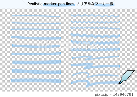 Hand-drawn style blue marker pen lines and doodle material set Hand-drawn style blue marker pen lines and doodle material set 142946791