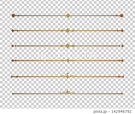 A set of simple bronze gold design divider lines/border lines. A set of simple bronze gold design divider lines/border lines. 142946792