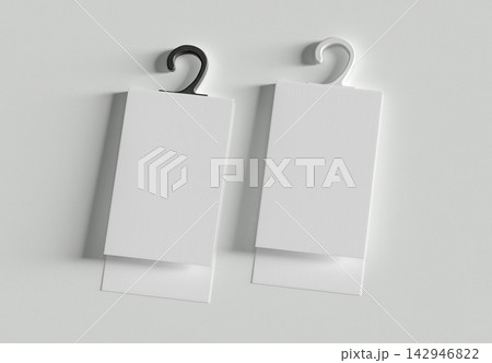 Modern Dual Folded Short Flap Tag Mockup. High Resolution 3D Render. 142946822