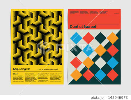 Swiss Style Geometric Pattern Poster Set. Vector Illustration Swiss Style Geometric Pattern Poster Set. Vector Illustration 142946978