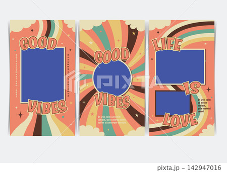 Retro Good Vibes Social Media Templates. Vector Illustration Retro Good Vibes Social Media Templates. Vector Illustration 142947016