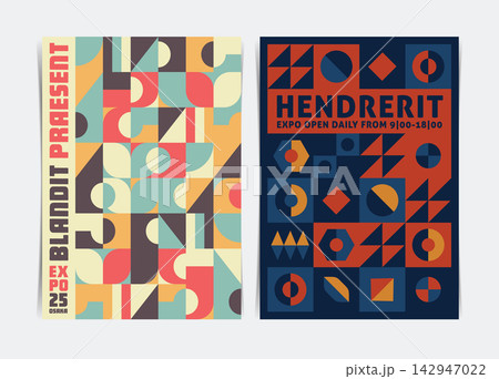 Set of Swiss Style Modular Poster Template. Vector Illustration. 142947022