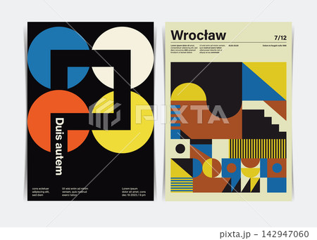 Swiss Abstract Modern Poster Set. Vector Illustration 142947060