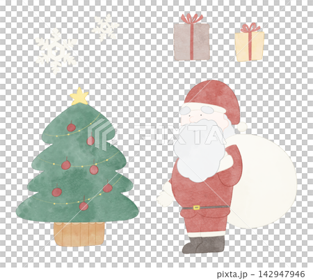 かわいいクリスマスのイラスト素材 　水彩風 142947946