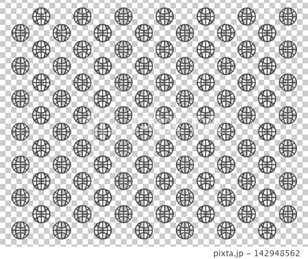 A simple line drawing pattern of alternating gray globe icons with a transparent background. A simple line drawing pattern of alternating gray globe icons with a transparent background. 142948562