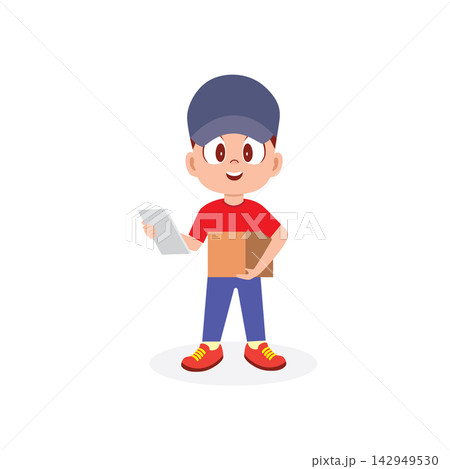Cartoon Illustration of a Delivery Worker Cartoon Illustration of a Delivery Worker 142949530