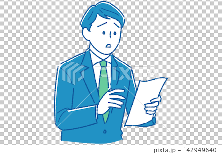 男性辦公室職員與其下屬討論工作相關文件的插圖。 142949640
