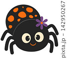 Cute Female Halloween Spider with Purple Flower Illustration 142950267