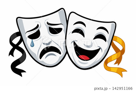 Tragedy and Comedy Theater Masks Vector Illustration 142951166