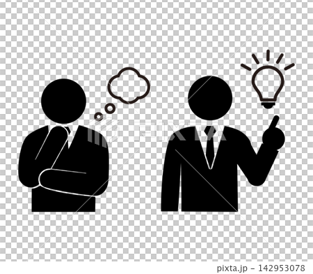 A set of business pictograms expressing reflection and inspiration. A set of business pictograms expressing reflection and inspiration. 142953078