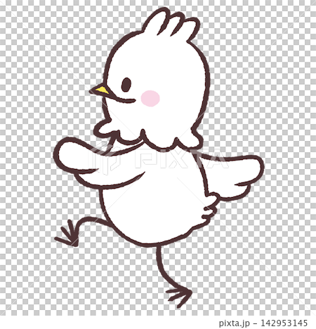A side view illustration of a tall white bird walking. A side view illustration of a tall white bird walking. 142953145