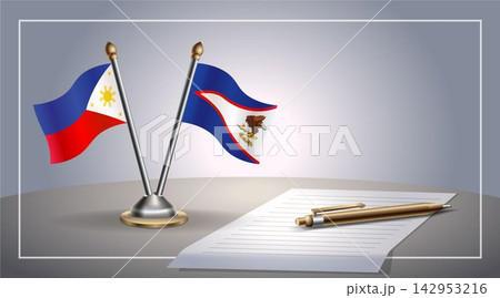 Small national flag of Philippines  and American Samoa flag Relation, Template Vector Illustration 142953216