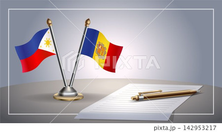 Small national flag of Philippines  and Andorra flag Relation, Template Vector Illustration 142953217
