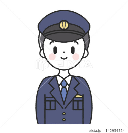 笑顔の男性警察官　正面　アイコン 142954324
