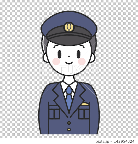 笑顔の男性警察官　正面　アイコン 142954324