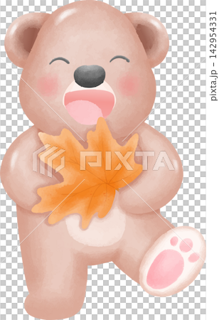 Fall bear wearing beanie watercolor illustration Fall bear wearing beanie watercolor illustration 142954331