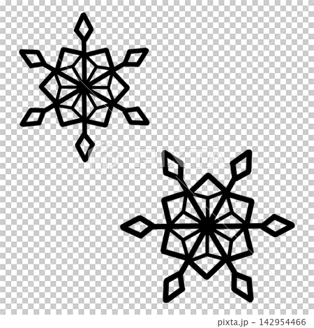 兩幅黑色雪花的插圖 142954466
