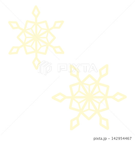 薄い黄色の雪の結晶二つのイラスト 薄い黄色の雪の結晶二つのイラスト 142954467