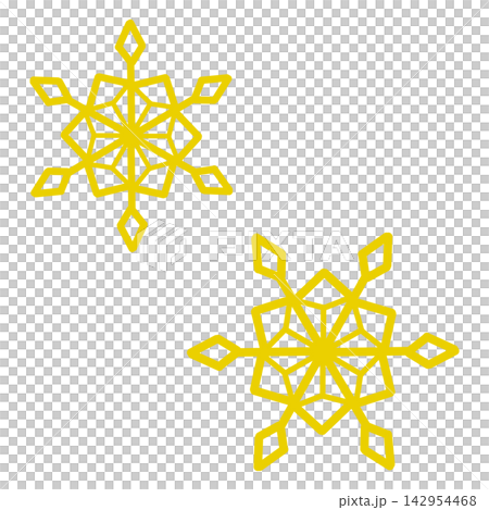 兩幅黃色雪花的插圖 兩幅黃色雪花的插圖 142954468