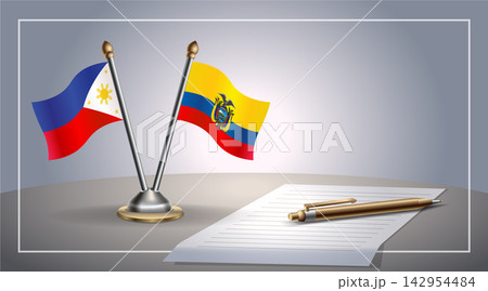 Small national flag of Philippines  and Ecuador flag Relation, Template Vector Illustration 142954484