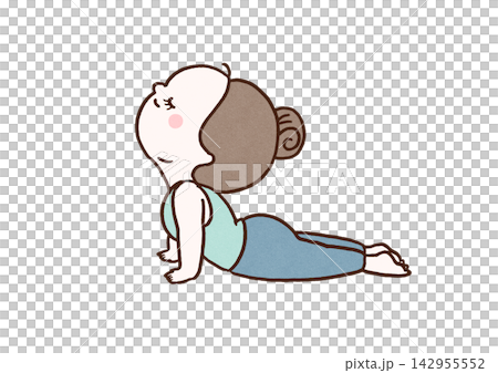 一位女性正在練習瑜珈姿勢「上犬式(Urdhva Mukha Svanasana)」(拜日式)。 一位女性正在練習瑜珈姿勢「上犬式(Urdhva Mukha Svanasana)」(拜日式)。 142955552