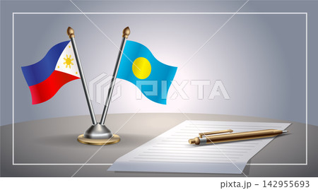 Small national flag of Philippines  and Palau flag Relation, Template Vector Illustration 142955693