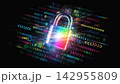 Programming code and glowin the dark padlock vector background  142955809