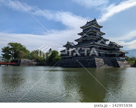 青空と新緑に彩られた国宝松本城 青空と新緑に彩られた国宝松本城 142955836