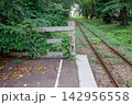 単線の駅のプラットフォームと線路 単線の駅のプラットフォームと線路 142956558