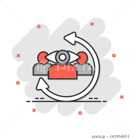 People surveillance icon in comic style. Search human cartoon vector illustration on white background. Partnership splash effect business concept. People surveillance icon in comic style. Search human cartoon vector illustration on white background. Partnership splash effect business concept. 142956651