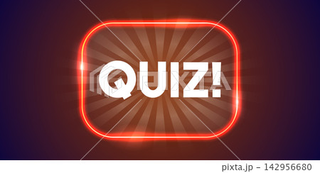 Quiz neon popup message icon in flat style. Questionnaire banner vector illustration on isolated background. Survey examination sign business concept. 142956680