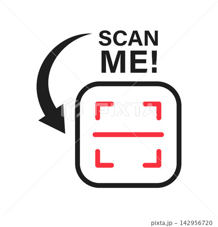 QR code scanner icon in flat style. Barcode frame with scan me text vector illustration on isolated background. Electronic commerce sign business concept. QR code scanner icon in flat style. Barcode frame with scan me text vector illustration on isolated background. Electronic commerce sign business concept. 142956720