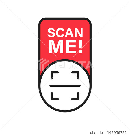 QR code scanner icon in flat style. Barcode frame with scan me text vector illustration on isolated background. Electronic commerce sign business concept. 142956722