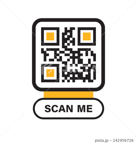 QR code scanner icon in flat style. Barcode frame with scan me text vector illustration on isolated background. Electronic commerce sign business concept. QR code scanner icon in flat style. Barcode frame with scan me text vector illustration on isolated background. Electronic commerce sign business concept. 142956726