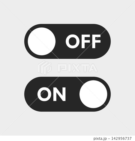 On and off toggle icon in flat style. Enable, disable button vector illustration on isolated background. Indicator sign business concept. On and off toggle icon in flat style. Enable, disable button vector illustration on isolated background. Indicator sign business concept. 142956737