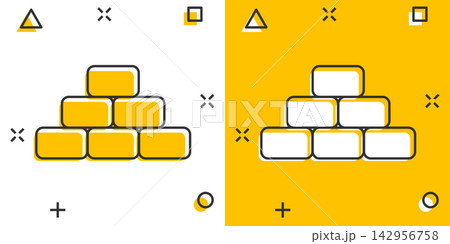 Vector cartoon wall brick icon in comic style. Wall sign illustration pictogram. Stone business splash effect concept. Vector cartoon wall brick icon in comic style. Wall sign illustration pictogram. Stone business splash effect concept. 142956758