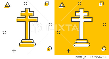 Vector cartoon halloween grave icon in comic style. Gravestone sign illustration pictogram. Rip business splash effect concept. Vector cartoon halloween grave icon in comic style. Gravestone sign illustration pictogram. Rip business splash effect concept. 142956785