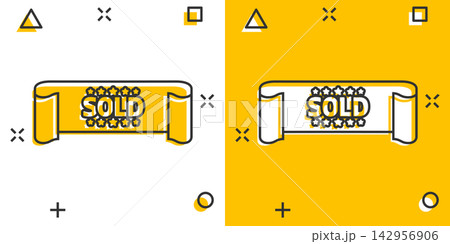 Vector cartoon sold ribbon icon in comic style. Discount, sale sticker label sign illustration pictogram. Sold ribbon business splash effect concept. Vector cartoon sold ribbon icon in comic style. Discount, sale sticker label sign illustration pictogram. Sold ribbon business splash effect concept. 142956906