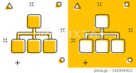 Vector cartoon structure diagram icon in comic style. Chart organization sign illustration pictogram. Structure business splash effect concept. 142956922