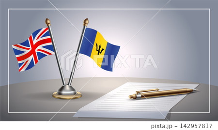 Small national flag of United Kingdom and Barbados flag Relation, Template Vector Illustration Small national flag of United Kingdom and Barbados flag Relation, Template Vector Illustration 142957817
