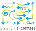 いろいろ矢印グラデーション-青と黄 142957841