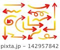 いろいろ矢印グラデーション-赤と黄 142957842