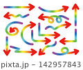 いろいろ矢印グラデーション-虹色 142957843