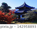 秋の鹿王院（京都市右京区）舎利殿紅葉風景 142958893