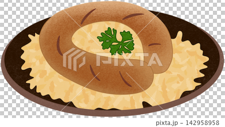 sausage with sauerkraut 142958958