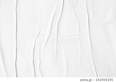 white crumpled and creased glued wrinkled paper poster texture background 142959195